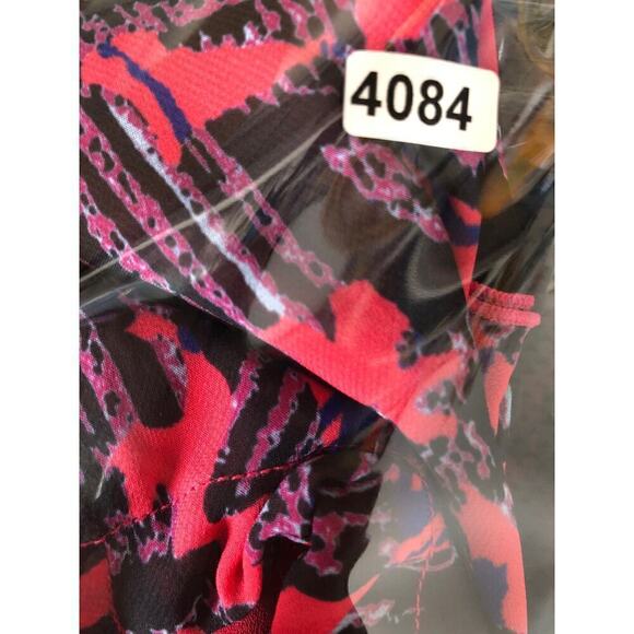 10 Crosby Derek Lam Catia Dress Abstract Print Floral V-Neck Mini Pink Size 0 - Picture 11 of 11